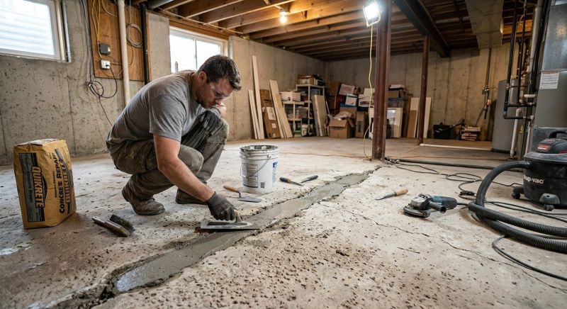 Cracked Basement Floor Repair in Hemet, CA