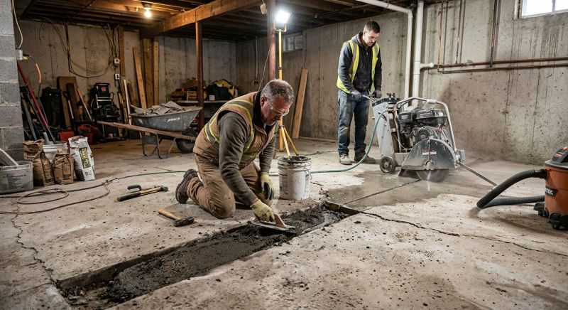Cracked Basement Floor Repair in Hemet, CA